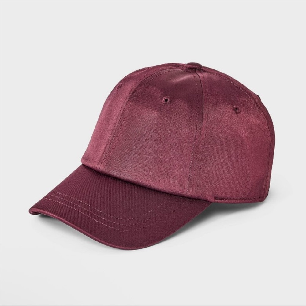 Universal thread Satin Baseball Hat Burgundy Purp… - image 1